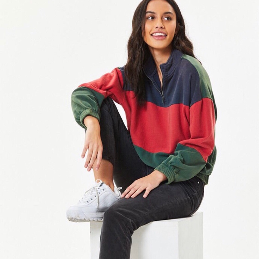 Colorblocked pullover - maroon.blue.green